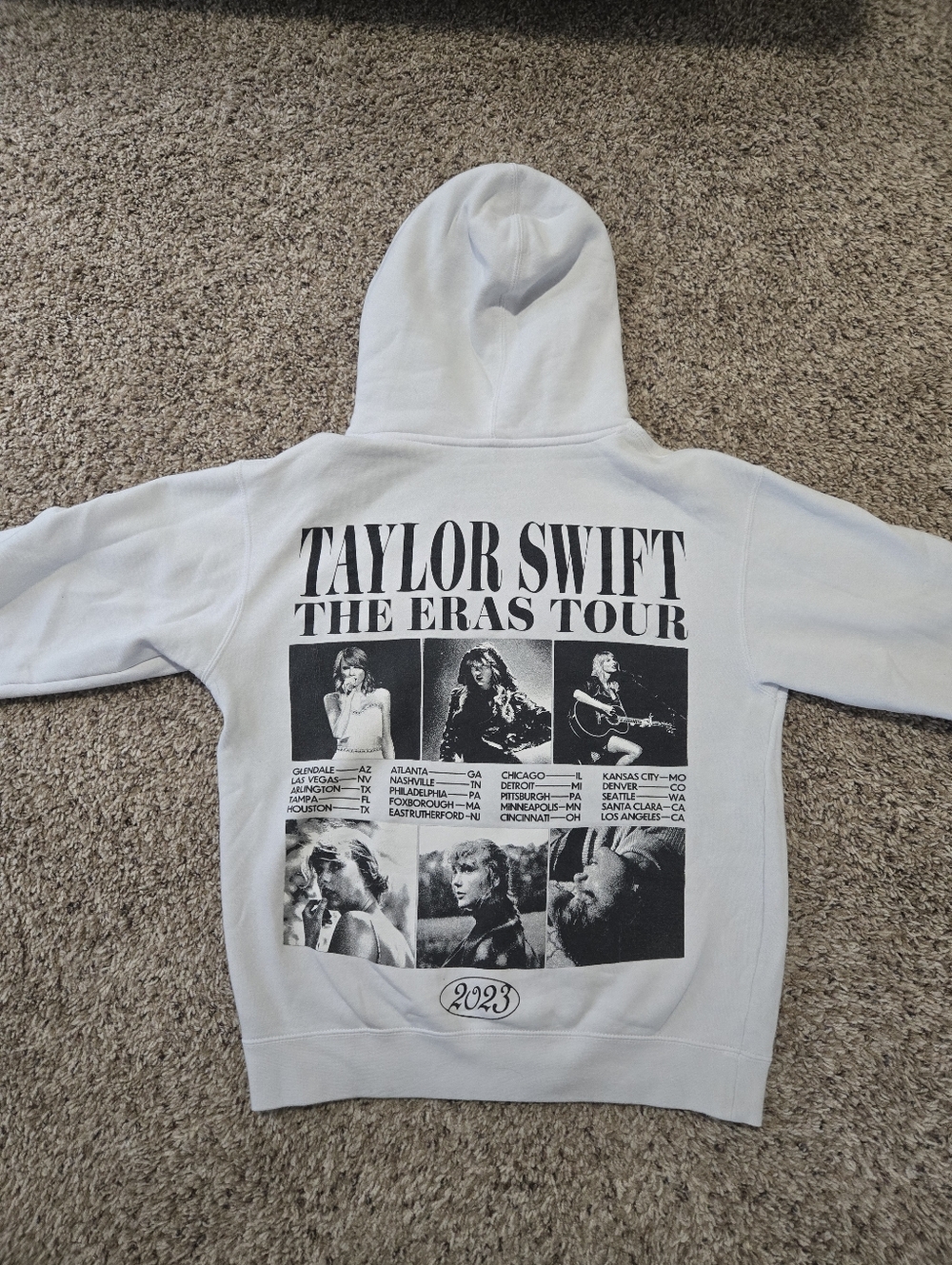 Taylor Swift White Hoodie with Black Tour Print